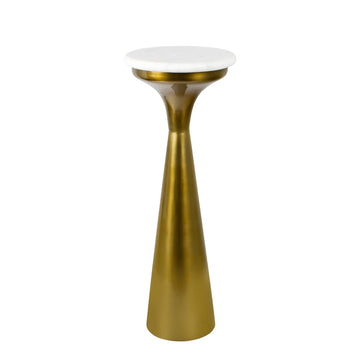 Oliver 22.25" Mid-Century Glam Retro Metal Drink Table with Marble Top